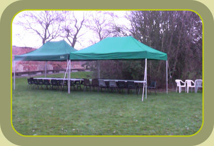 Gazebo's, tables and chairs in place for birthday party